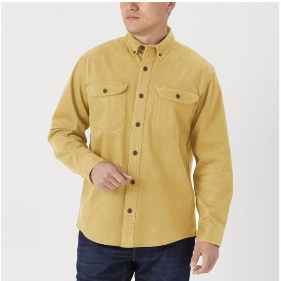 Other - Men's Free Swingin' Butter Yellow Moleskin Relaxed Fit Shirt Size: Large
